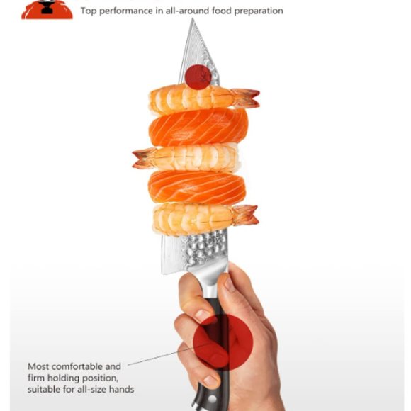 DAMASCUS STEEL "DUO" - VG10 STEEL - JAPANESE STYLE KNIVES w/ HAMMERED TEXTURE - Picture 6 of 14